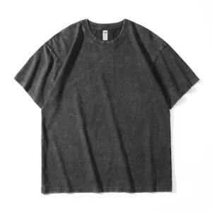 230g Cross-border Streetwear Washed Vintage Snowflake Short Sleeve T-shirt Custom Pure Cotton Crewneck Loose American Retro T-shirt
